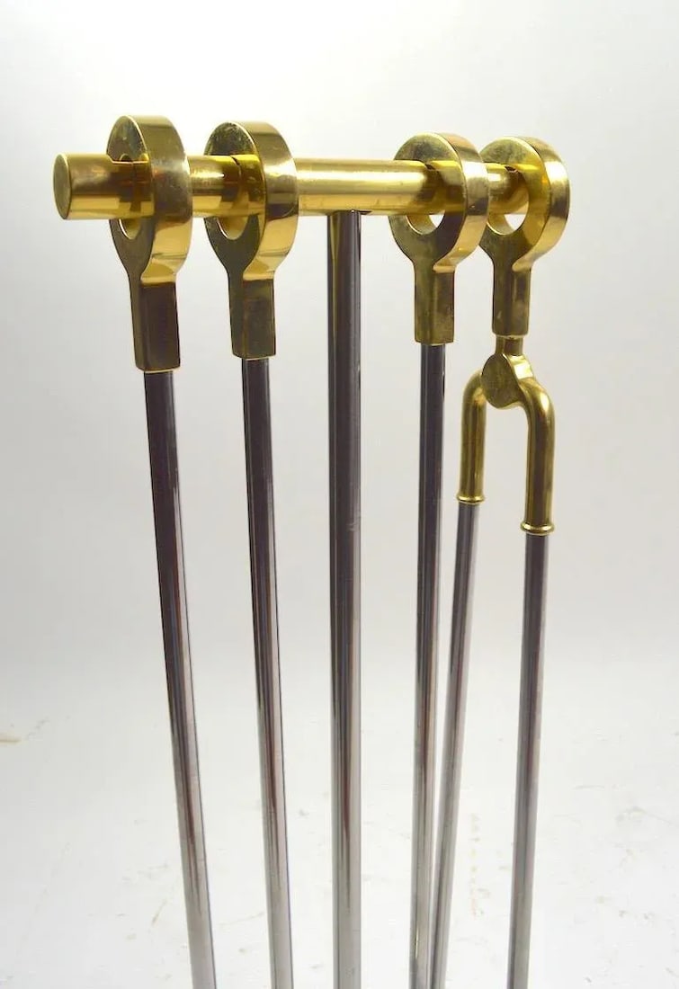 Chrome and Brass Fireplace Tools by Alessandro - 6