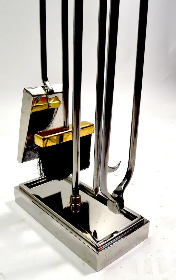 Chrome and Brass Fireplace Tools by Alessandro - 8