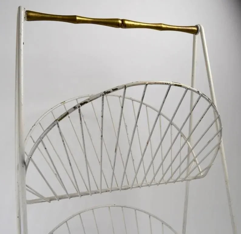 Iron and Brass Catch All Shelf Magazine Rack - 4