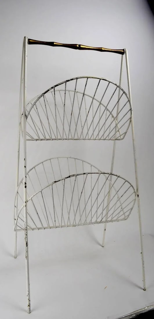 Iron and Brass Catch All Shelf Magazine Rack - 5