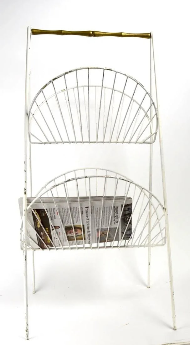 Iron and Brass Catch All Shelf Magazine Rack - 6