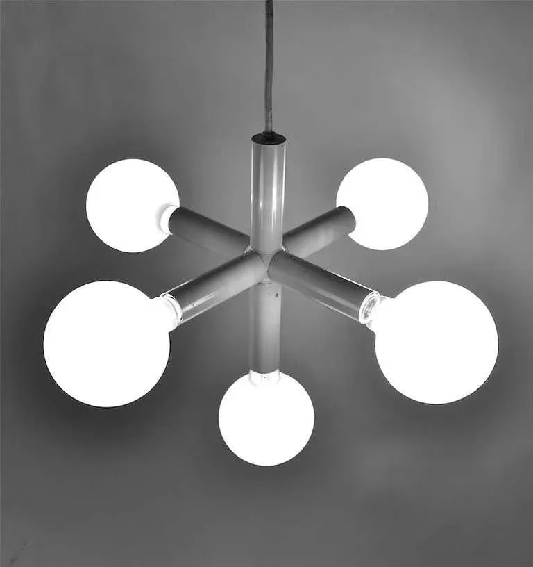 Five Light Lightolier White on White Molecule Chandelier - 4