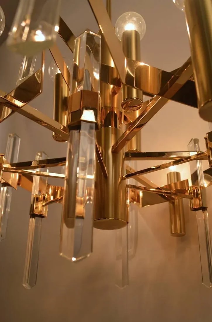 Gold Wash Over Brass Sciolari Chandelier - 3
