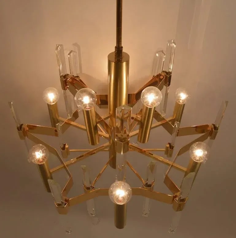 Gold Wash Over Brass Sciolari Chandelier - 7