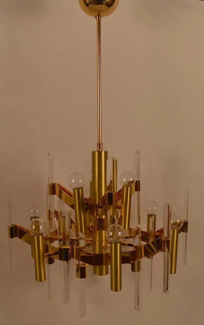 Gold Wash Over Brass Sciolari Chandelier - 9