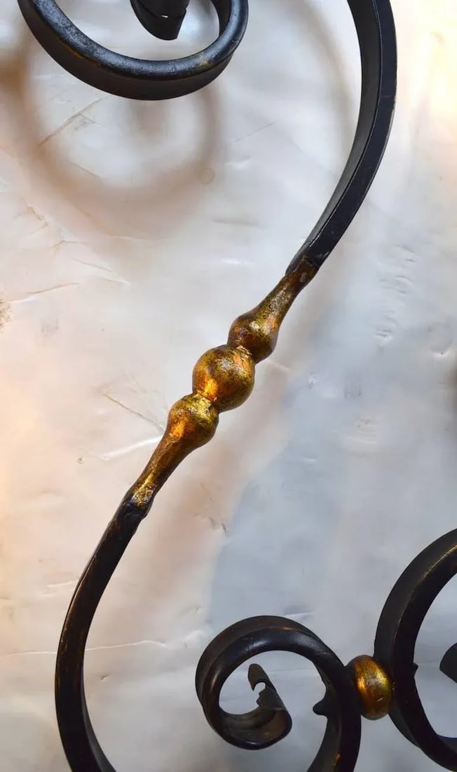 Large Paladio Wrought Iron and Gilt Italian or Spanish Style Sconce - 8