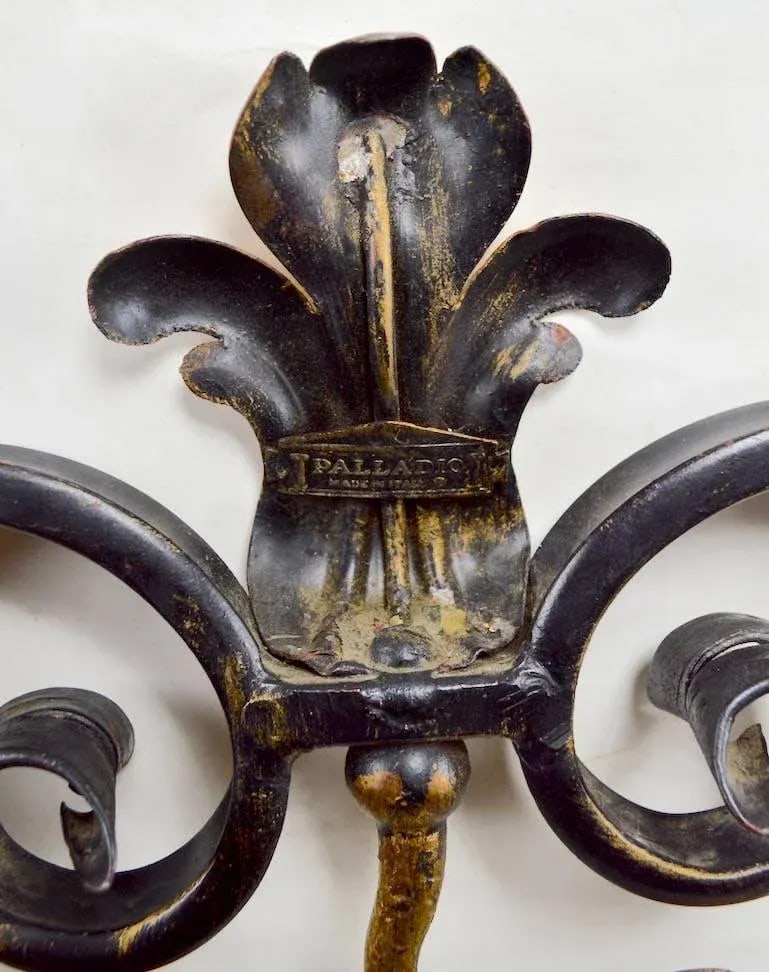 Large Paladio Wrought Iron and Gilt Italian or Spanish Style Sconce - 9