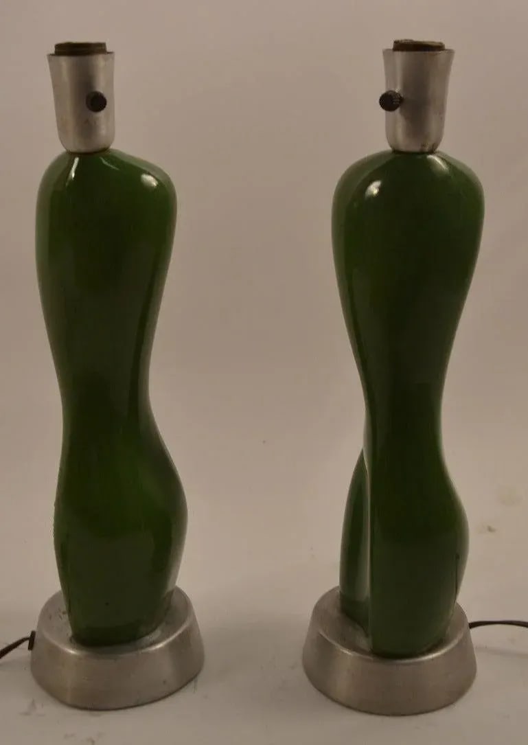 Russel Wright Ceramic Nude Form on Spun Aluminum Base - a Pair - 3