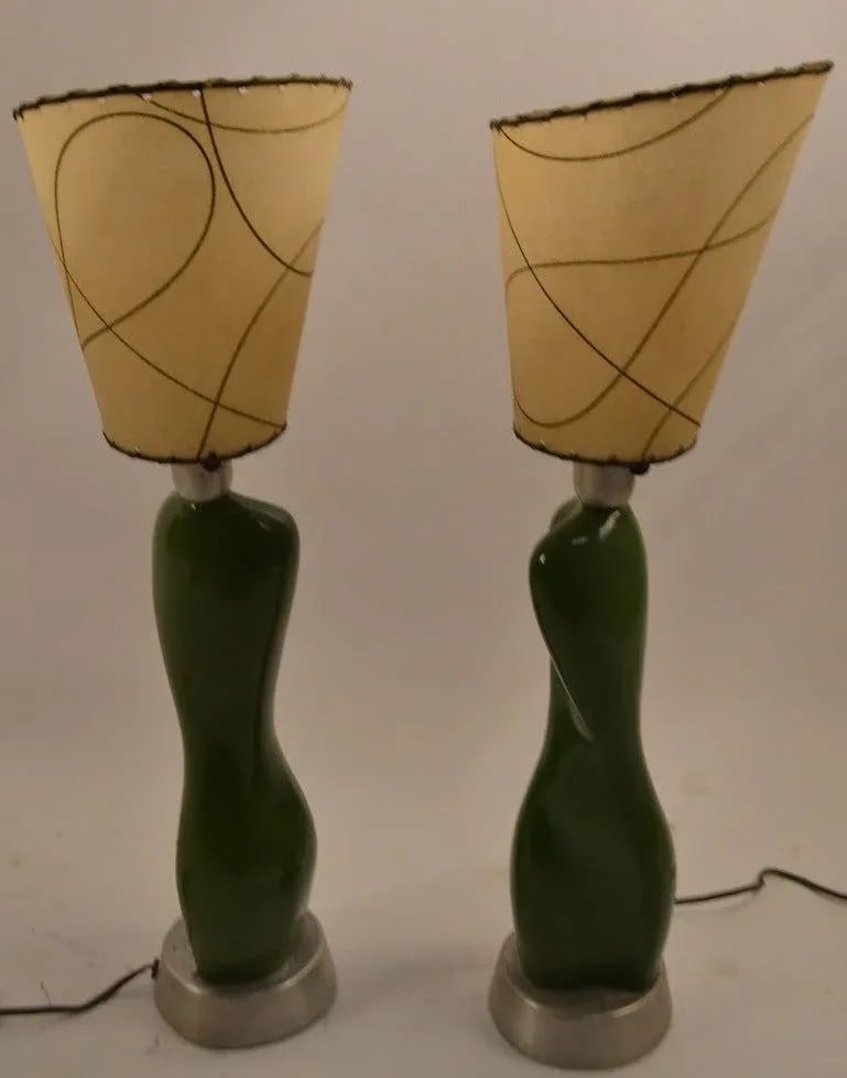 Russel Wright Ceramic Nude Form on Spun Aluminum Base - a Pair - 5