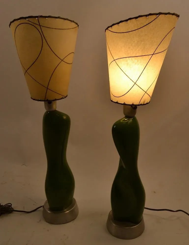 Russel Wright Ceramic Nude Form on Spun Aluminum Base - a Pair - 7