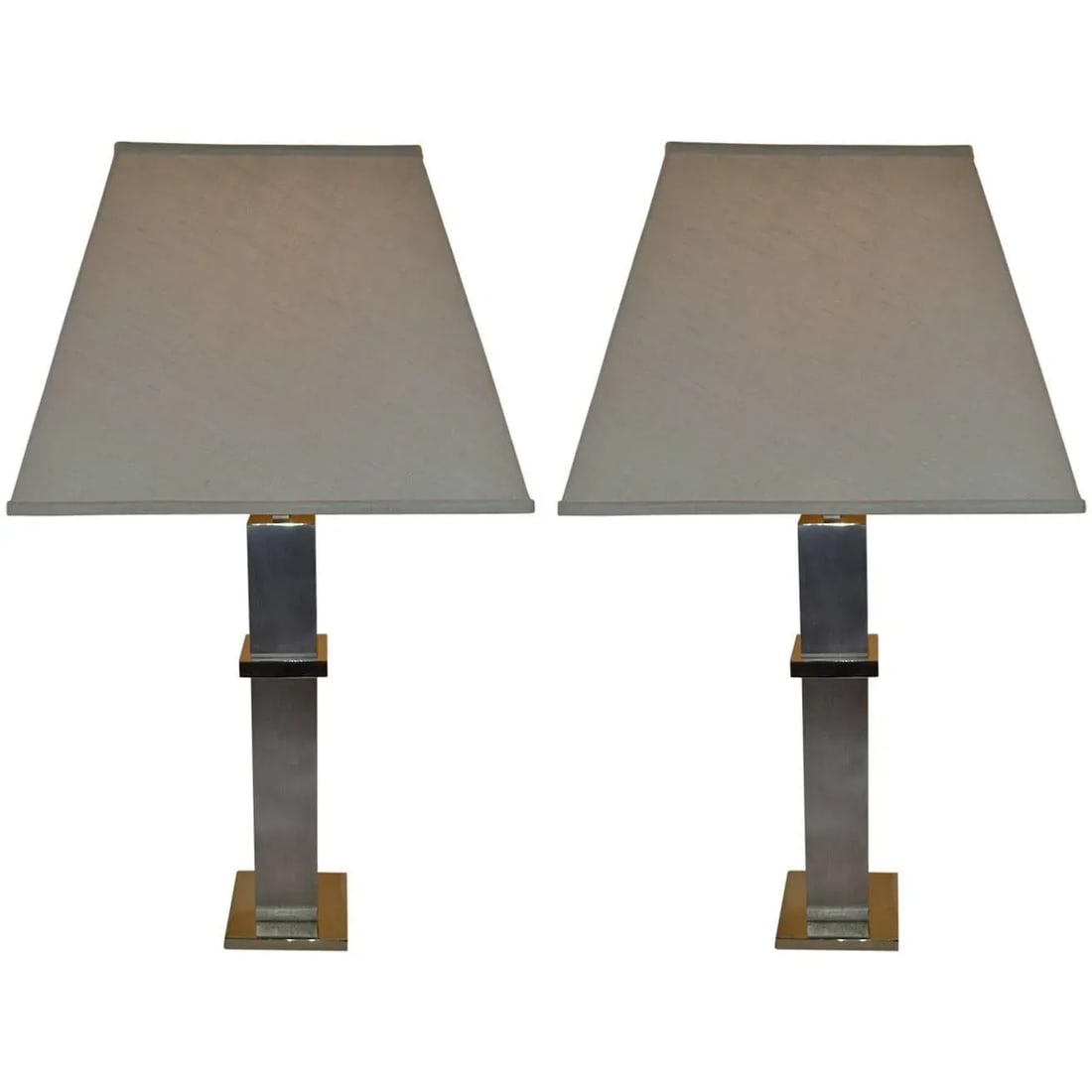 Steel and Brass Cityscape Lamps by Laurel Lamp Company - a Pair - 11