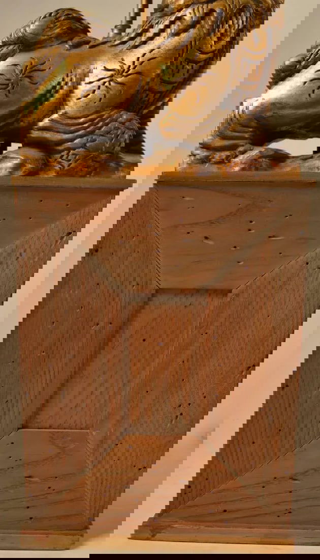 James Mont Gilt Foo Dog Lamps on Cerused Oak Bases - a Pair - 6