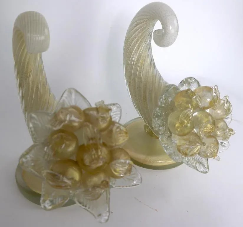 Murano Glass Cornucopia by Barovier and Toso - a Pair - 8