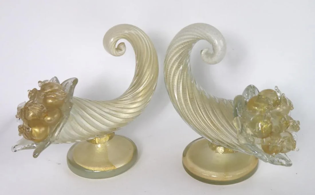 Murano Glass Cornucopia by Barovier and Toso - a Pair - 9