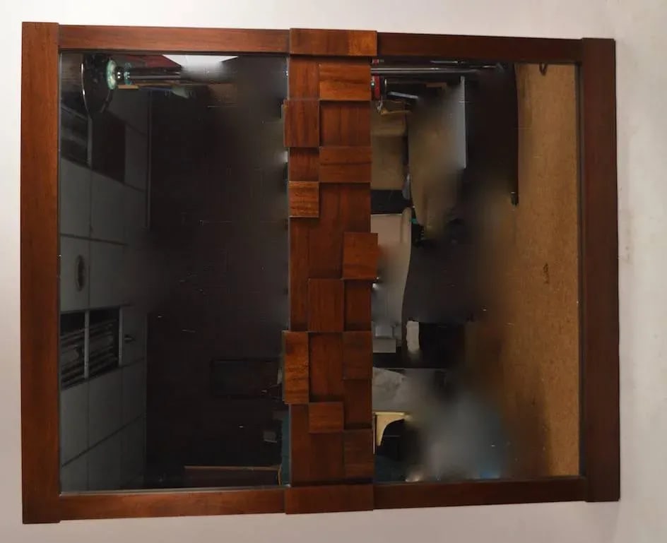 Large Lane Mosaic Pattern Brutalist Mirror - 3