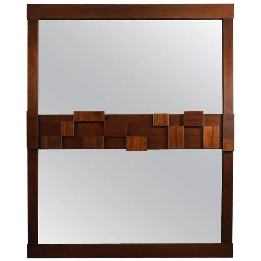 Large Lane Mosaic Pattern Brutalist Mirror - 7
