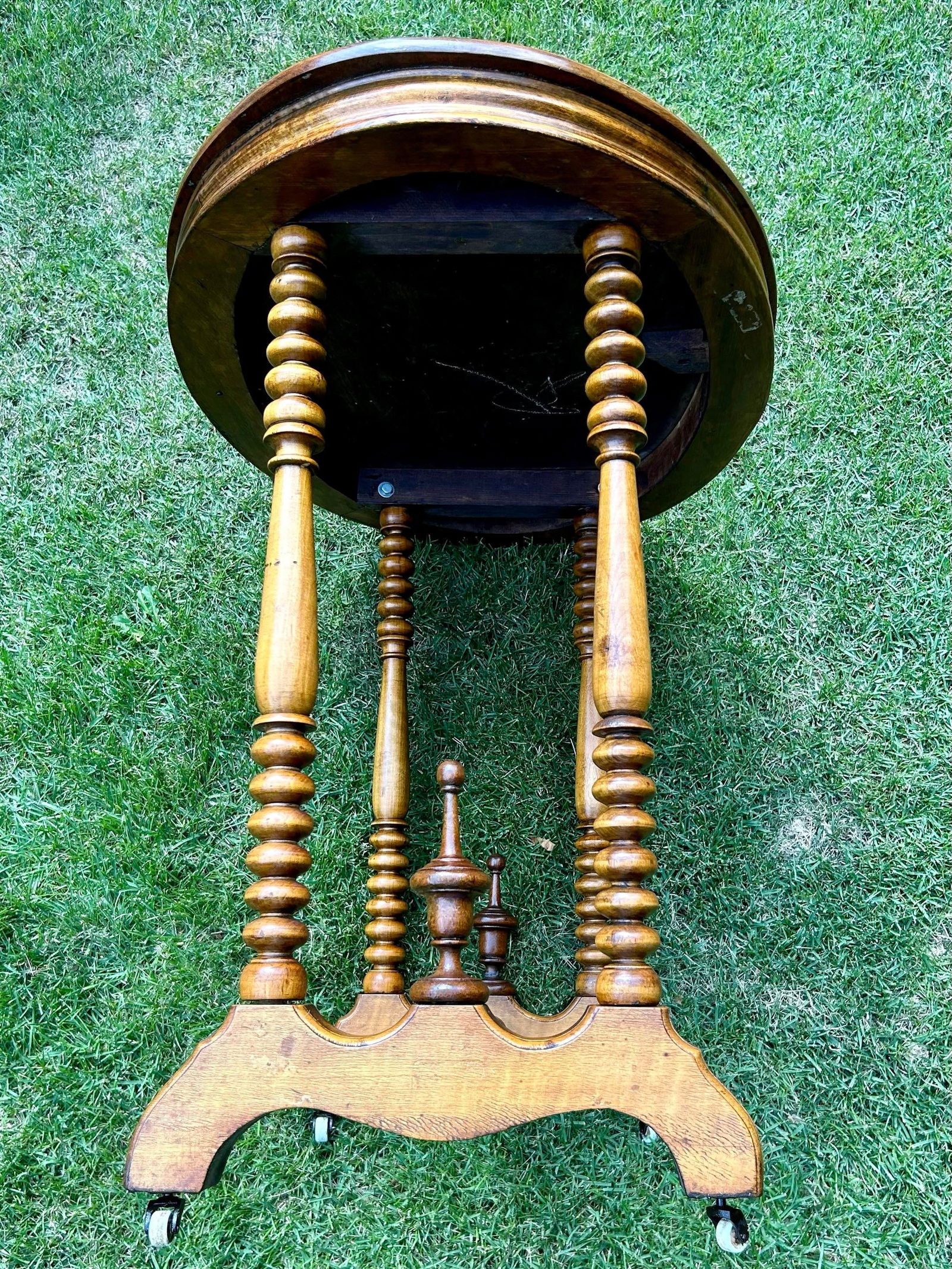 Antique, Edwardian, Walnut, Spool-Turned, End Table - 3