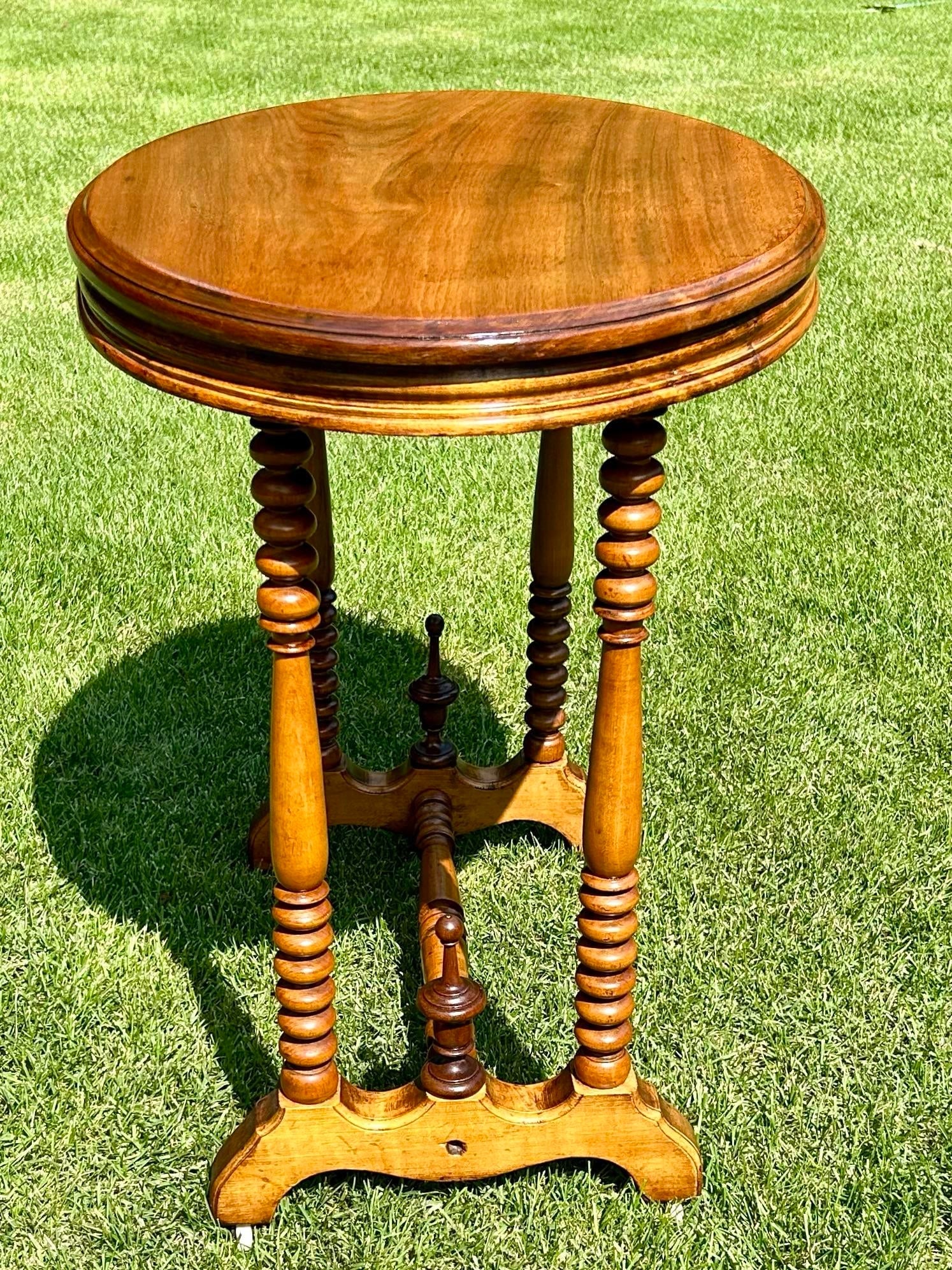 Antique, Edwardian, Walnut, Spool-Turned, End Table - 4