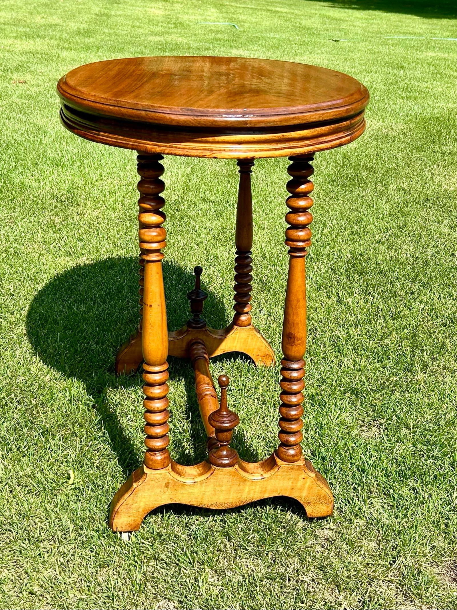Antique, Edwardian, Walnut, Spool-Turned, End Table - 5