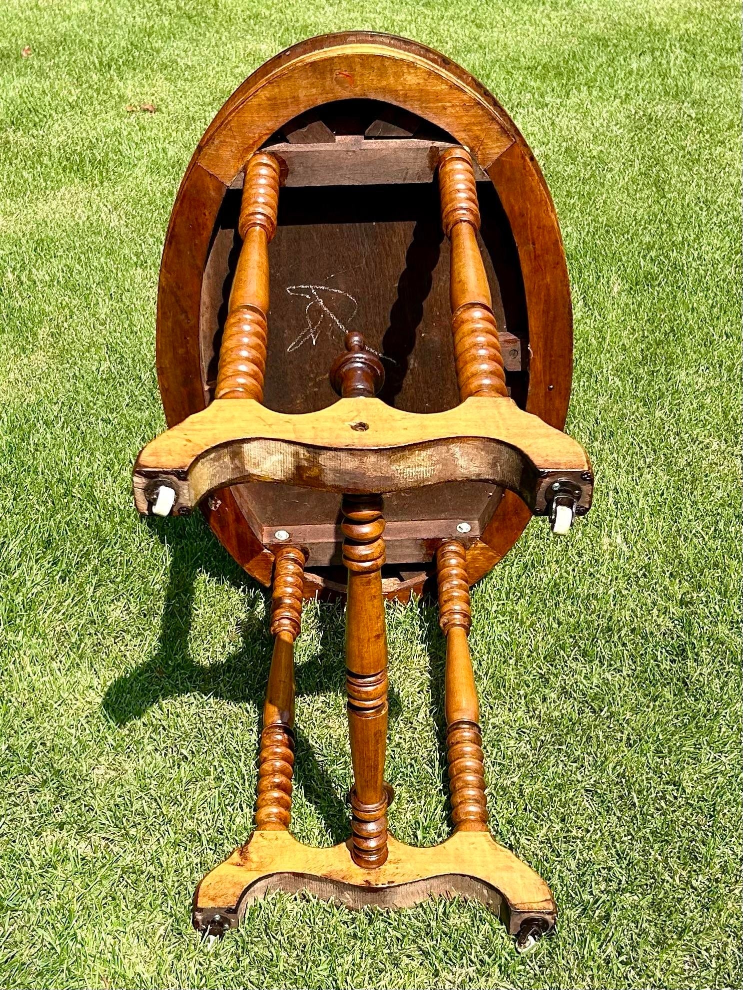 Antique, Edwardian, Walnut, Spool-Turned, End Table - 6