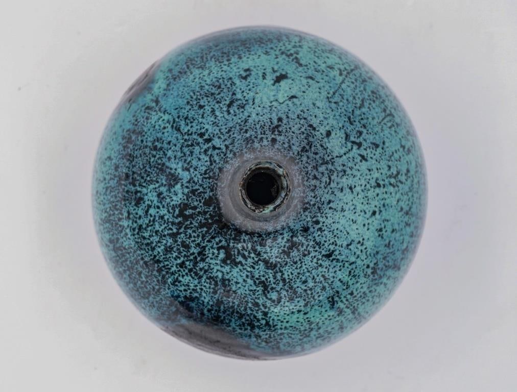 Vintage Mid 20th Century Joel Edwards Sculptural Blue Drip Glaze Vase - 5