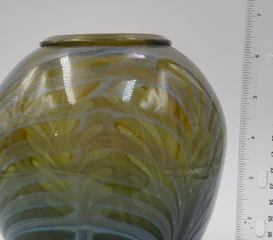 Vintage 1978 Stephen Edwards Blown Glass Feather Vase - 7