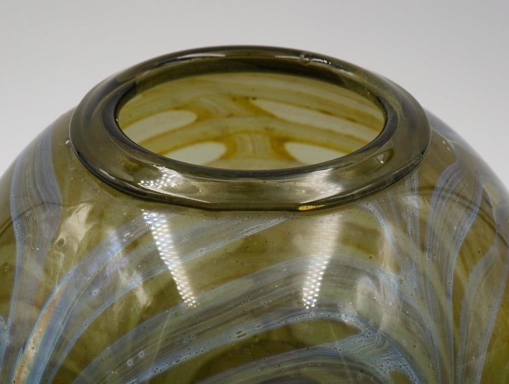 Vintage 1978 Stephen Edwards Blown Glass Feather Vase - 8