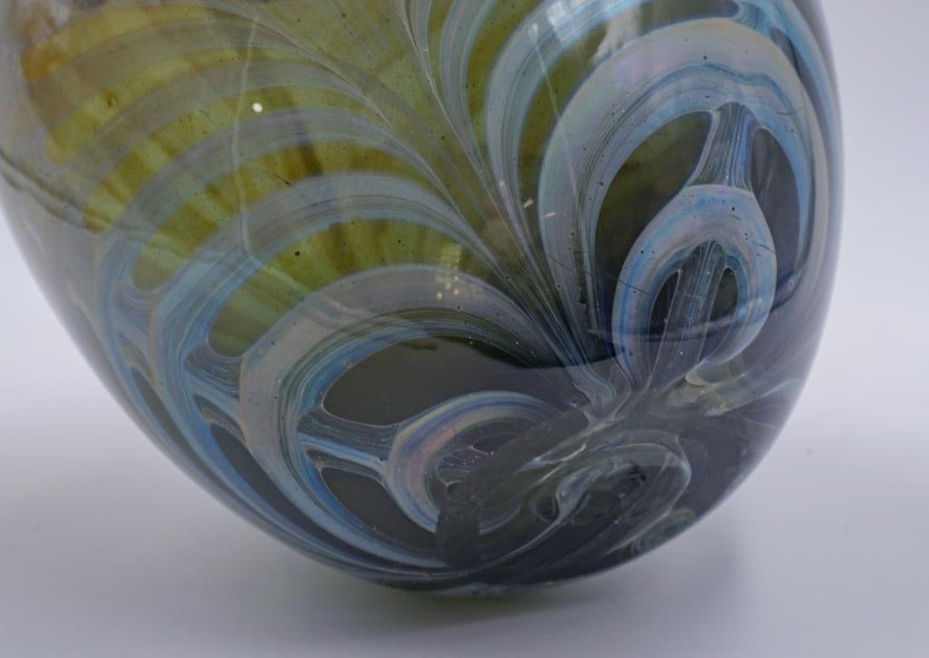 Vintage 1978 Stephen Edwards Blown Glass Feather Vase - 9