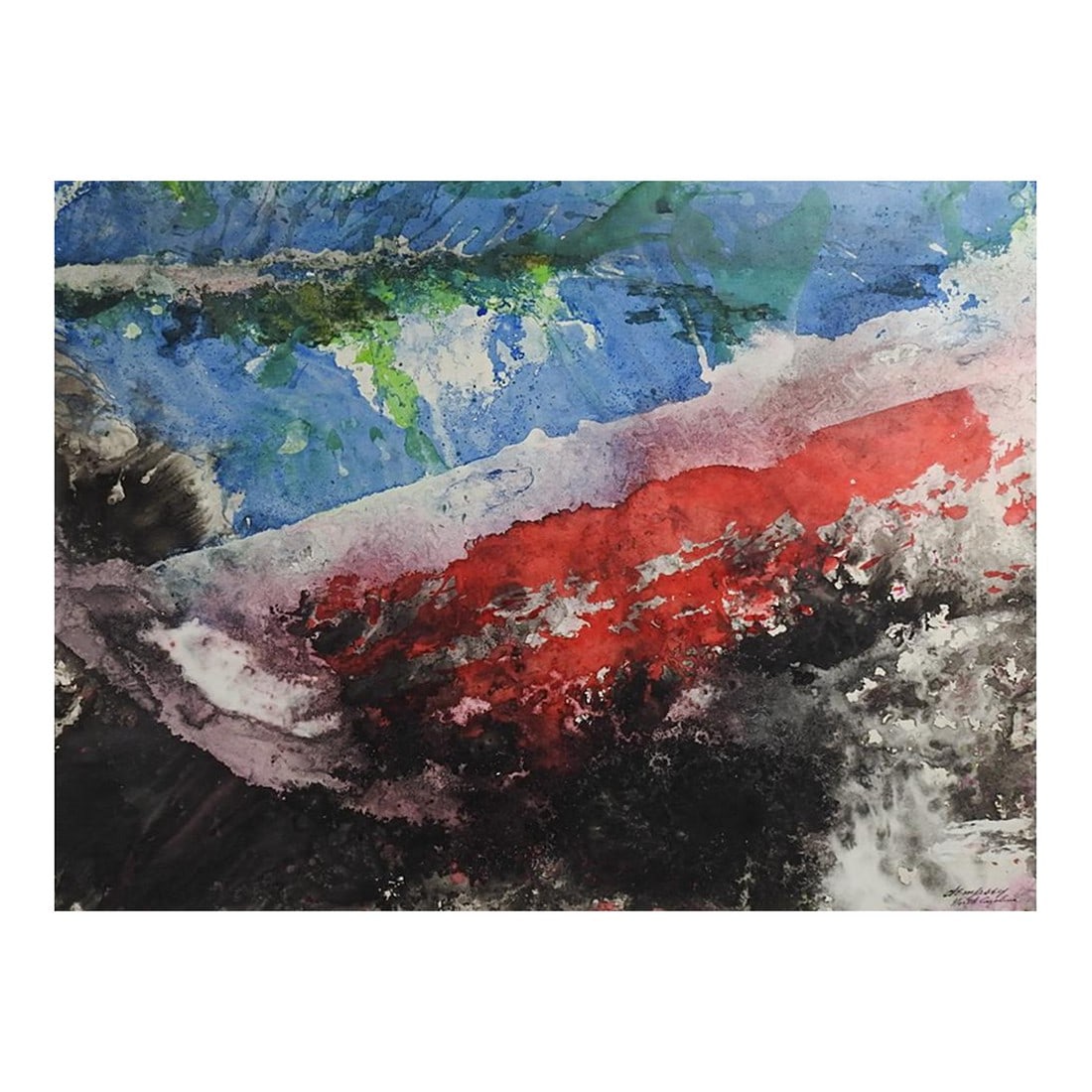 Mid 20th Century Richard Dempsey Abstract Watercolor Painting: Vintage mid 20th century watercolor on paper abstract painting by Richard Dempsey (1909 - 1987) American. Signed lower right Dempsey, North Carolina, Titled Beach and Reef #8 on verso with artists