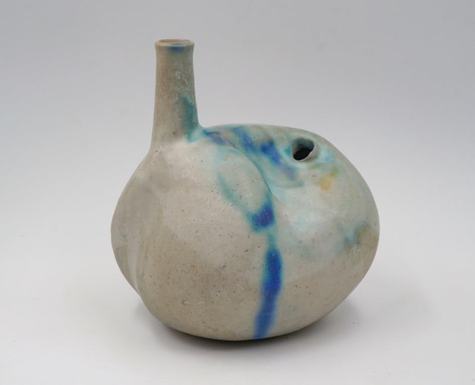 Joel Edwards Blue Drip Pottery Vessel Sculpture Vase - 2