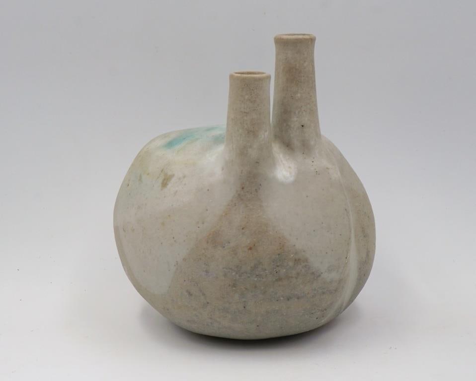 Joel Edwards Blue Drip Pottery Vessel Sculpture Vase - 4