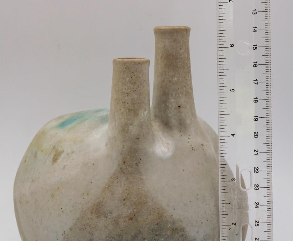 Joel Edwards Blue Drip Pottery Vessel Sculpture Vase - 5