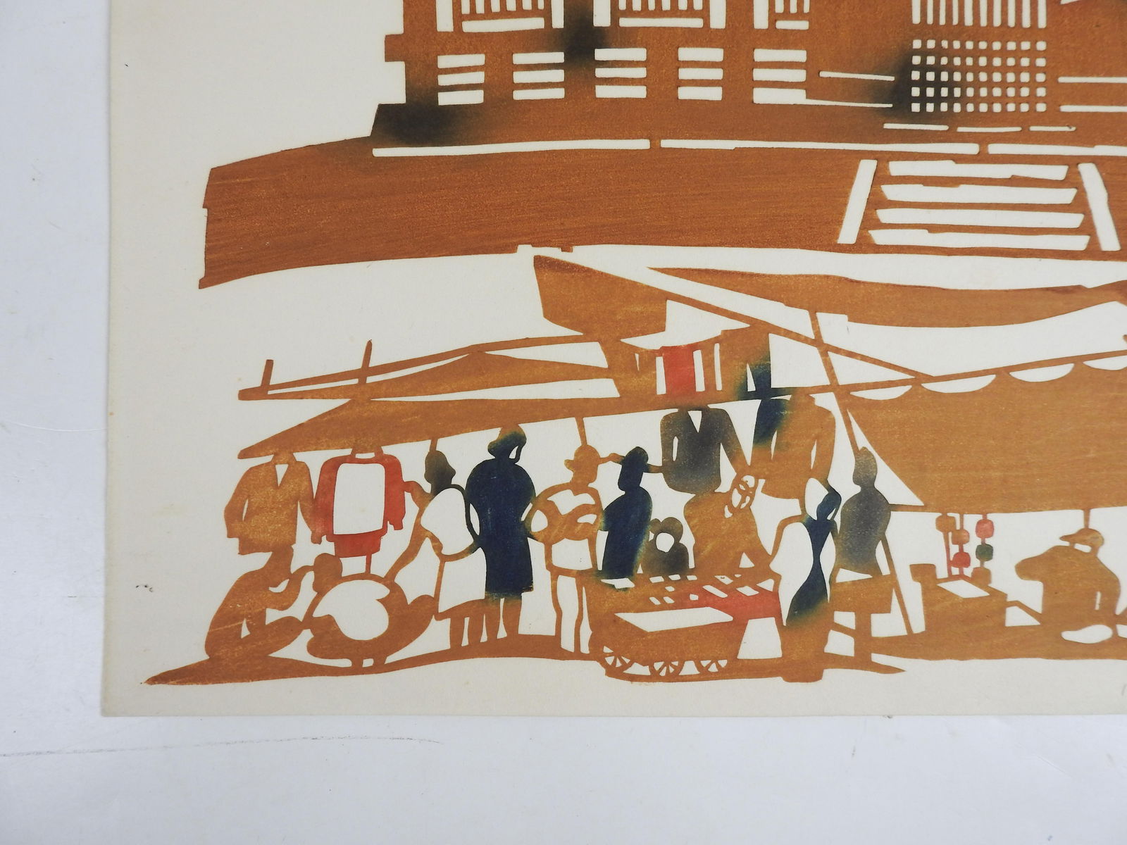 Vintage 1959 Ini Kumo Japanese Colored Woodblock Print - 3