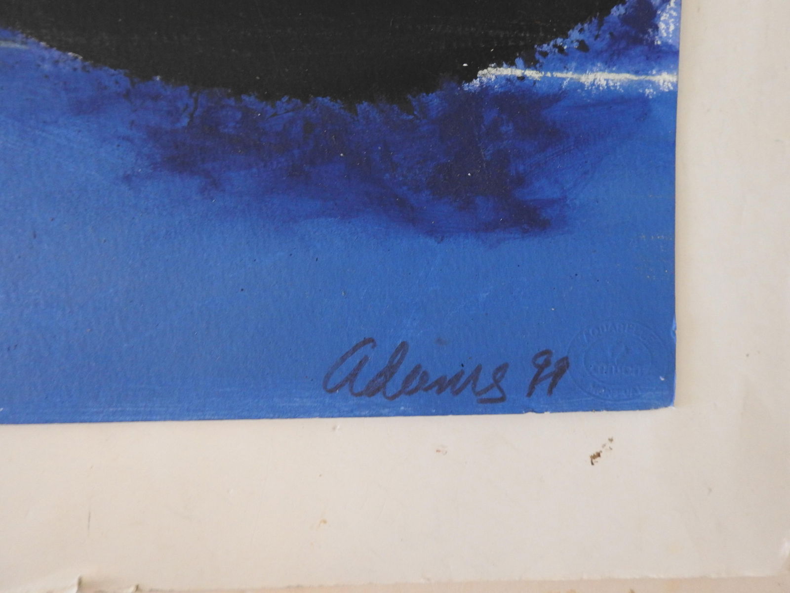 Abstract Expressionist Black & Blue Painting on Paper - 2