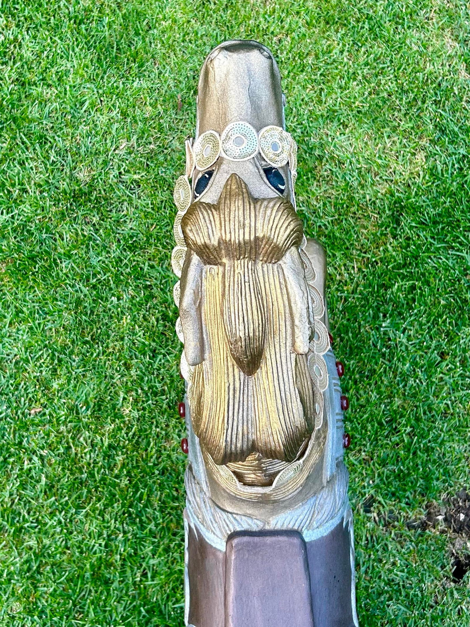 Mid 20th Century Carved Wooden Carousel Horse, Painted in Metallics, With Original Wooden Base and M - 12