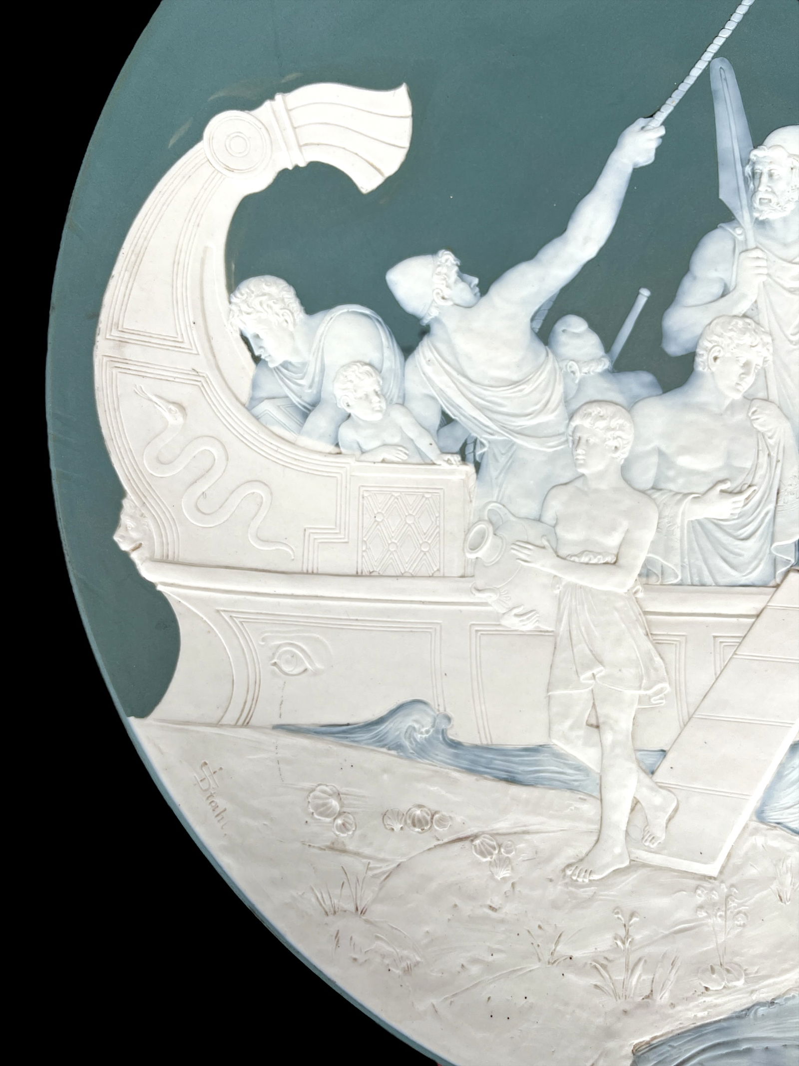 Large Antique Mettlach Villeroy & Boch Stoneware Charger, Depicting Jason and the Argonauts, Signed - 2