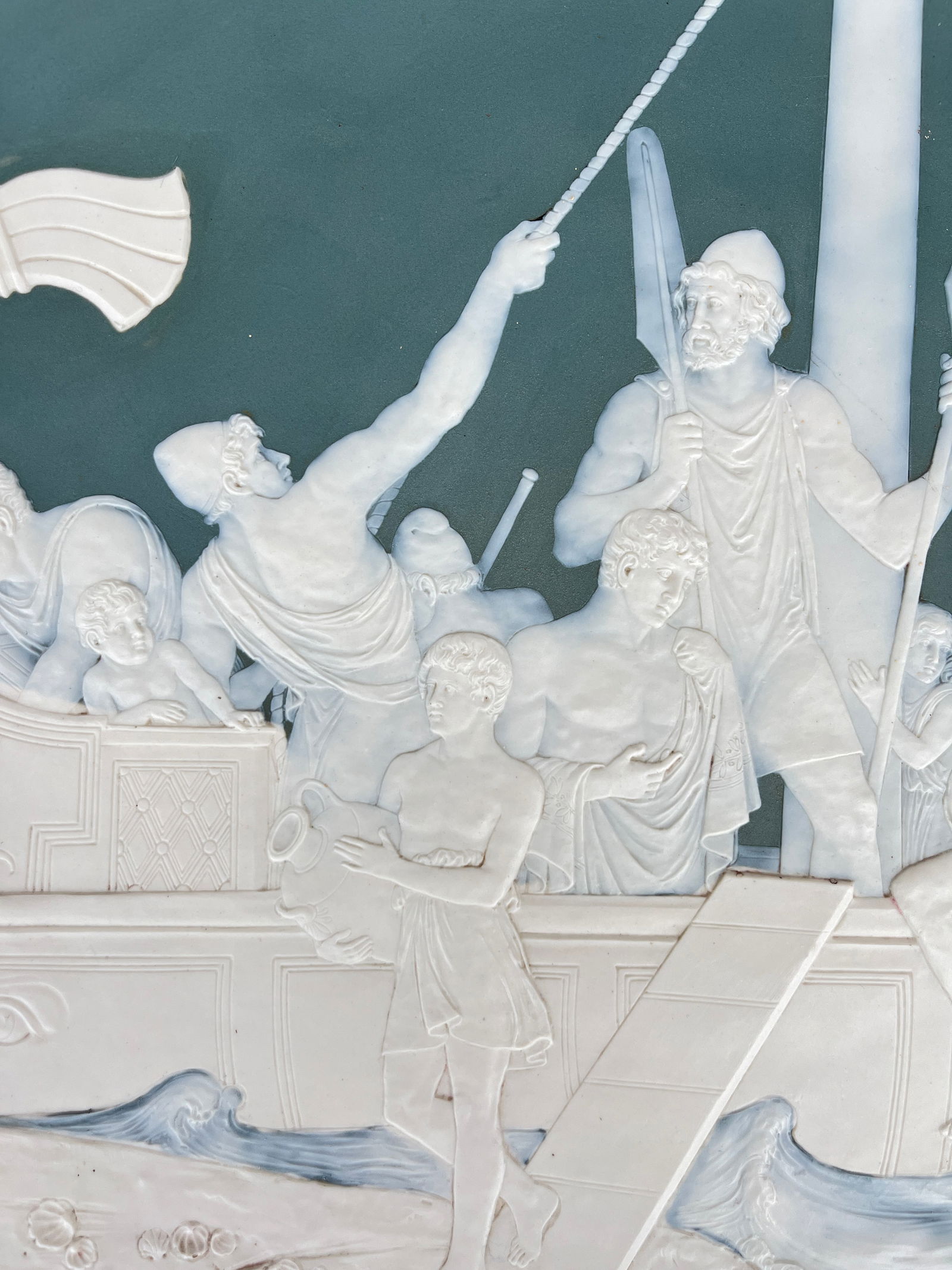 Large Antique Mettlach Villeroy & Boch Stoneware Charger, Depicting Jason and the Argonauts, Signed - 3