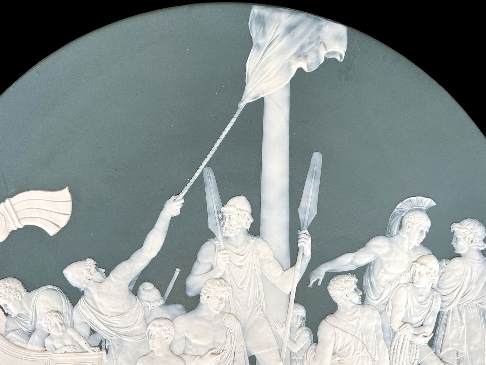 Large Antique Mettlach Villeroy & Boch Stoneware Charger, Depicting Jason and the Argonauts, Signed - 4