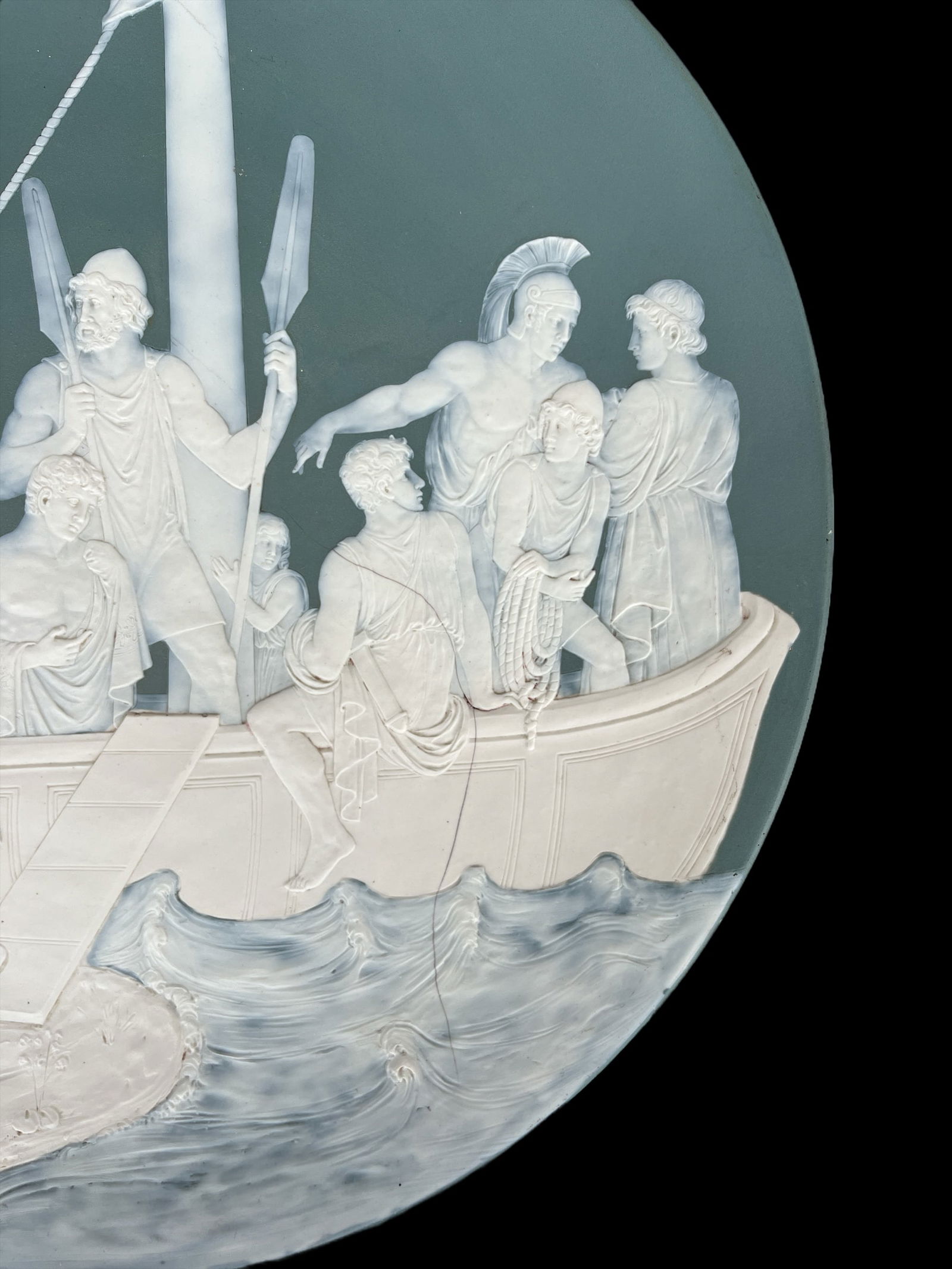 Large Antique Mettlach Villeroy & Boch Stoneware Charger, Depicting Jason and the Argonauts, Signed - 5