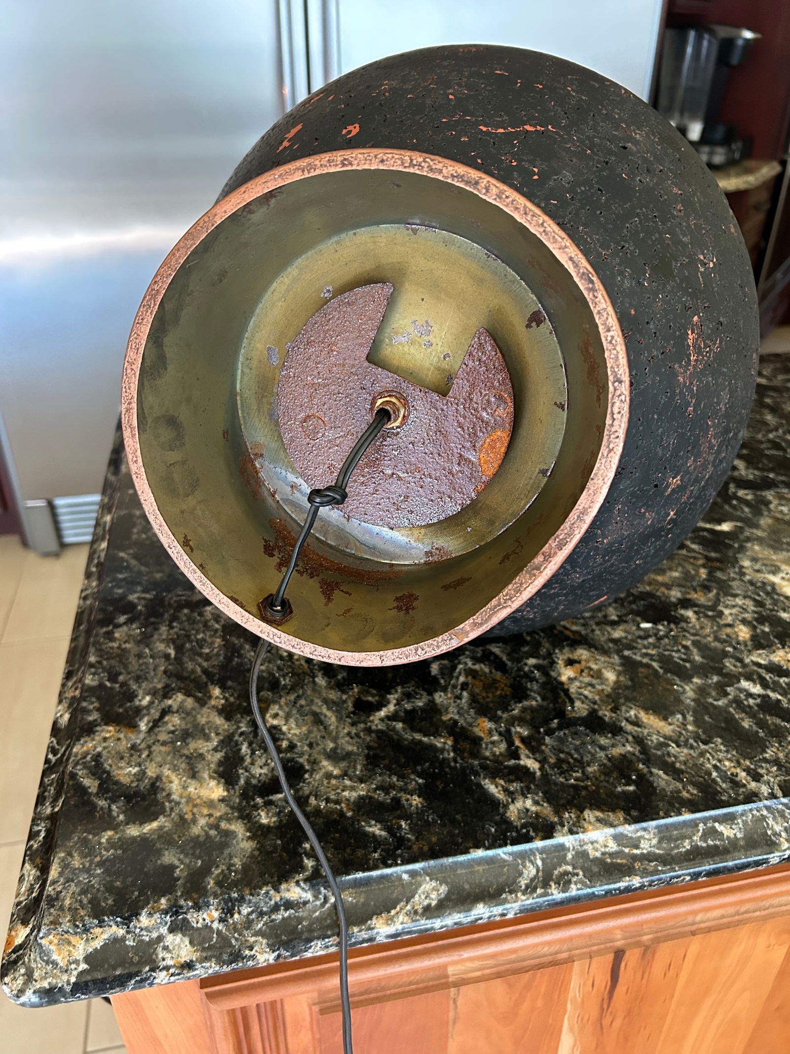 Mid-Century Modern Black Cork Lamp With Brass and Copper-Colored Metals, 1960's - 5