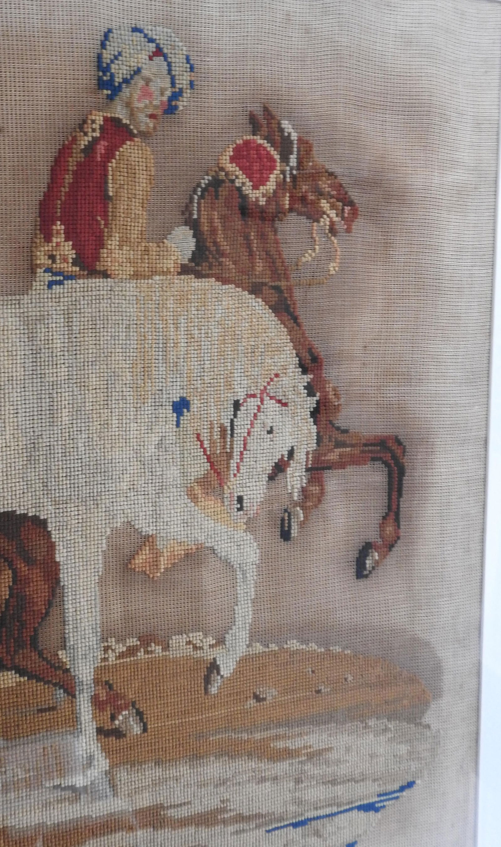 Antique Arabian Horse Needlepoint Tapestry - 3
