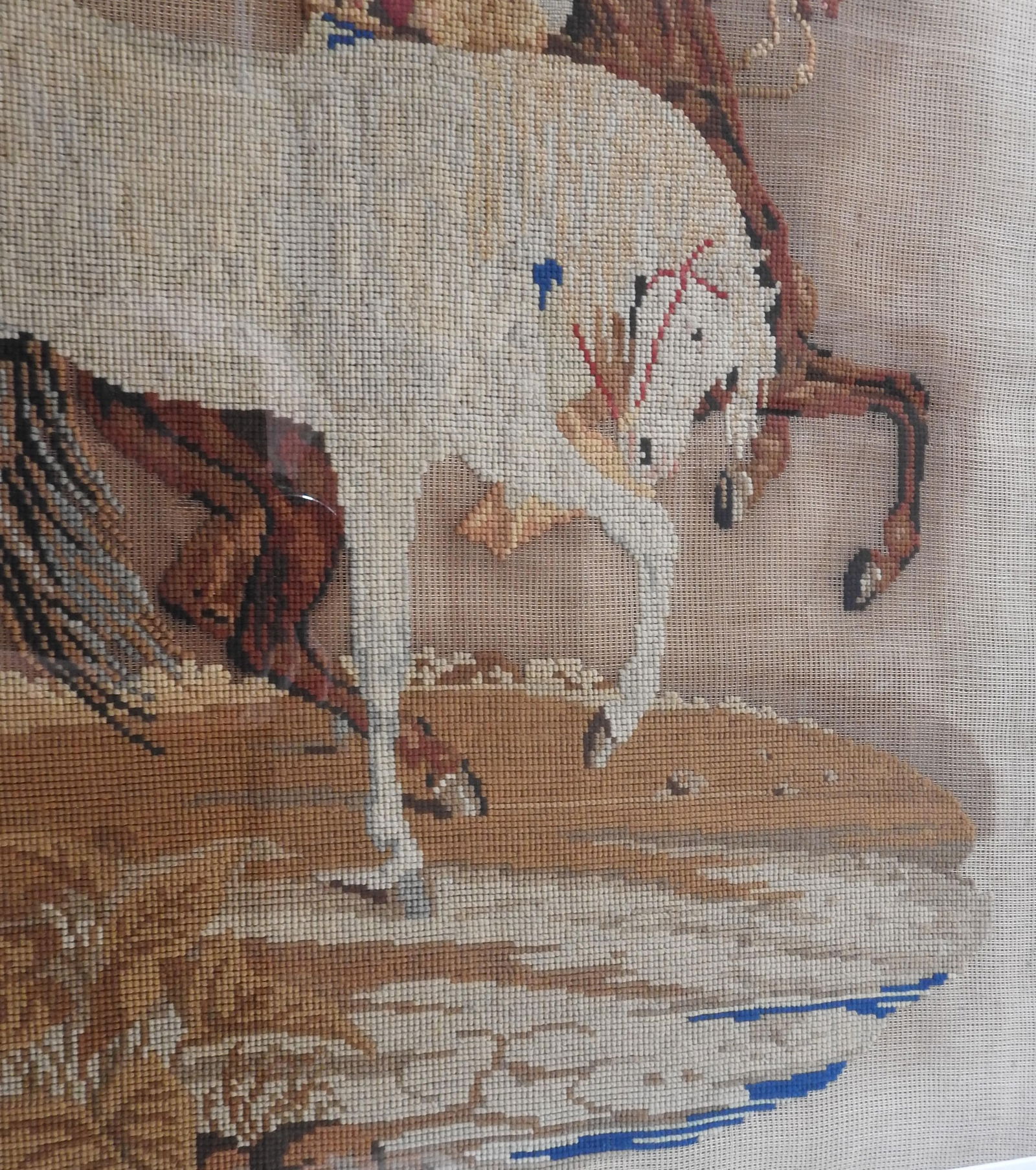 Antique Arabian Horse Needlepoint Tapestry - 4