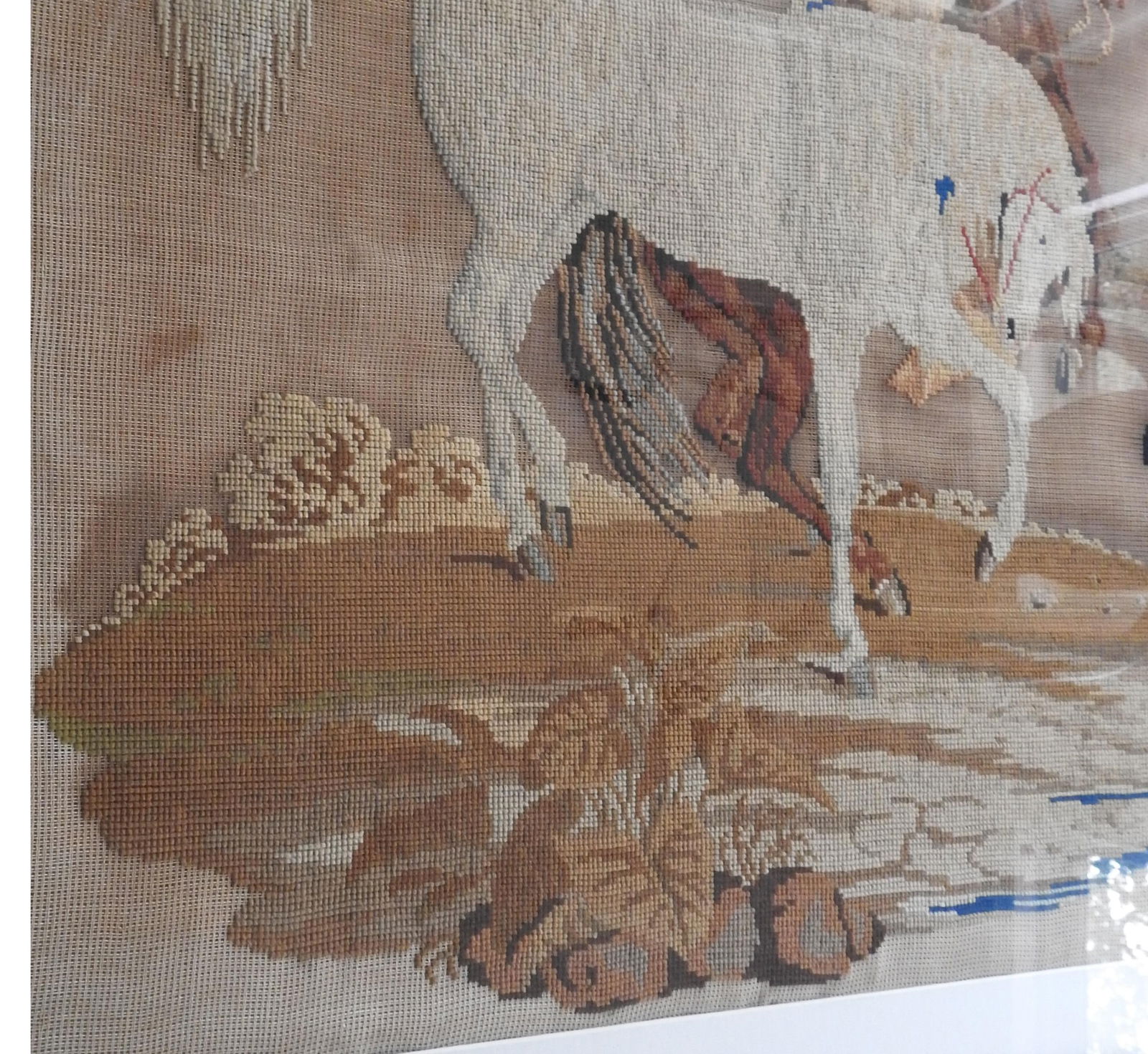 Antique Arabian Horse Needlepoint Tapestry - 5