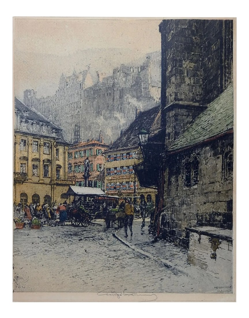 1920s Luigi Kasimir Heidelberg Etching (1 of 4)