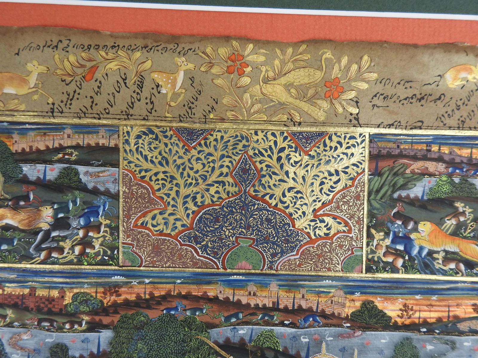 19th Century Mughal Miniature Painting Hunters Horses Lion Tiger Elephant - 6