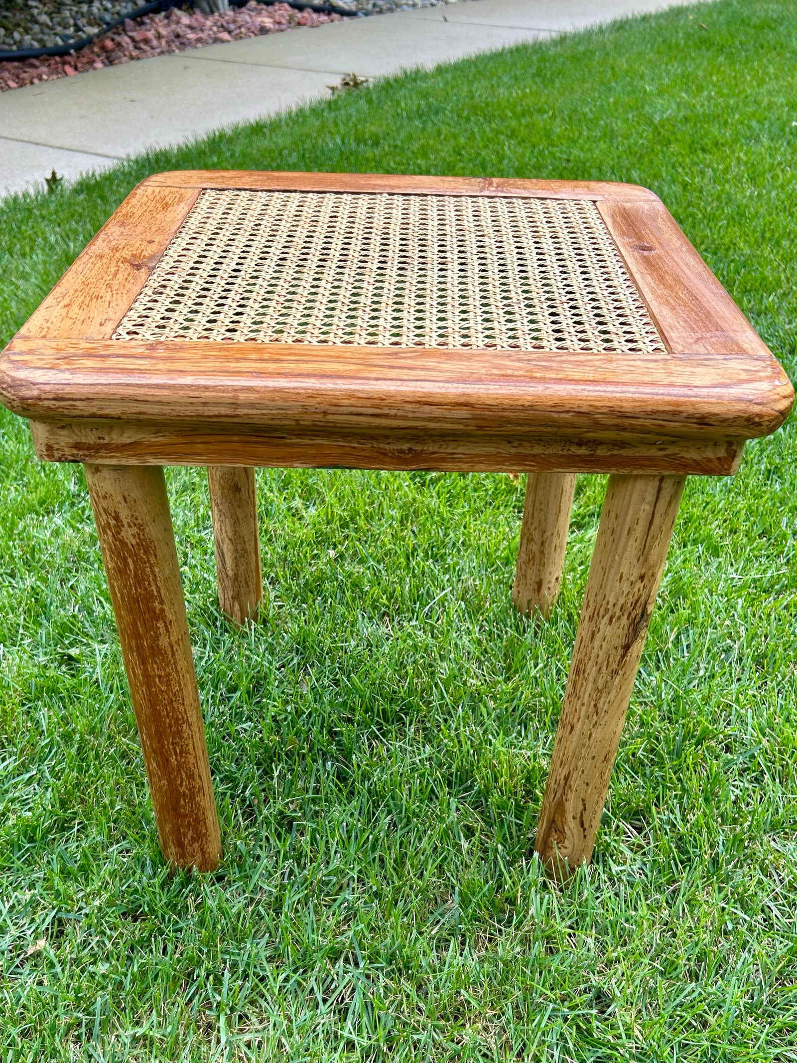 Solid Wood, End Table With Rattan-Woven Top - 5