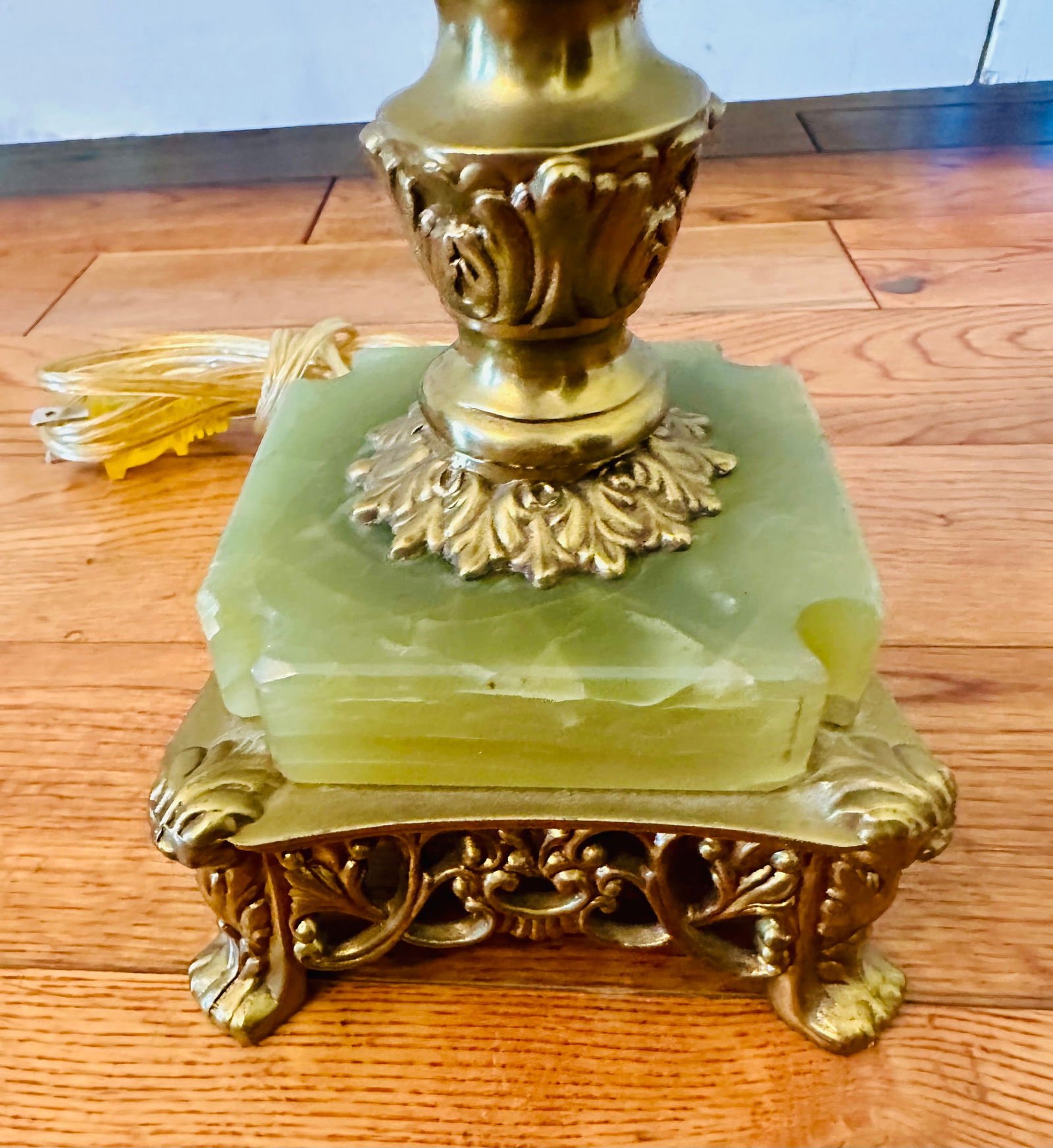 Vintage Rembrandt Onyx and Gilt Metal Patinated Torchiere Table Lamps- A-Pair - 5