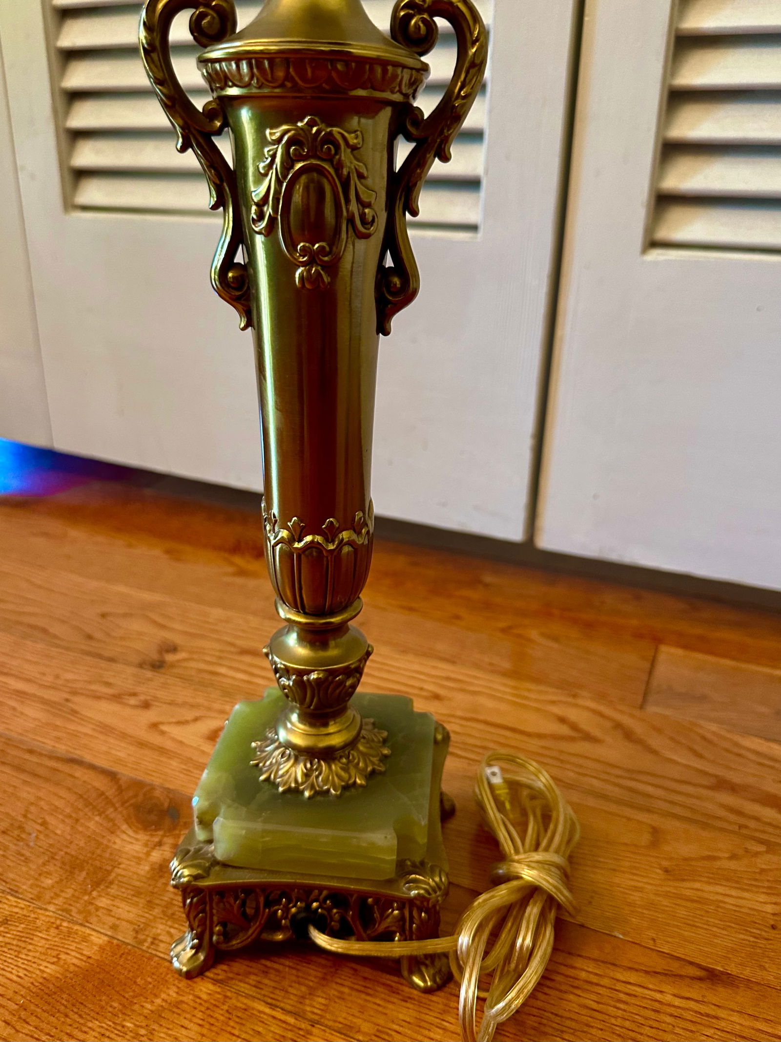 Vintage Rembrandt Onyx and Gilt Metal Patinated Torchiere Table Lamps- A-Pair - 8