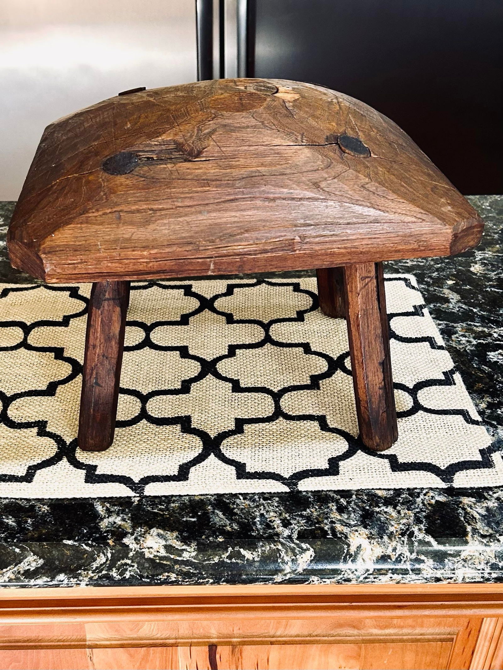 Primitive, Antique Stool, All Wood-Made, Rustic, Circa 1800's - 2