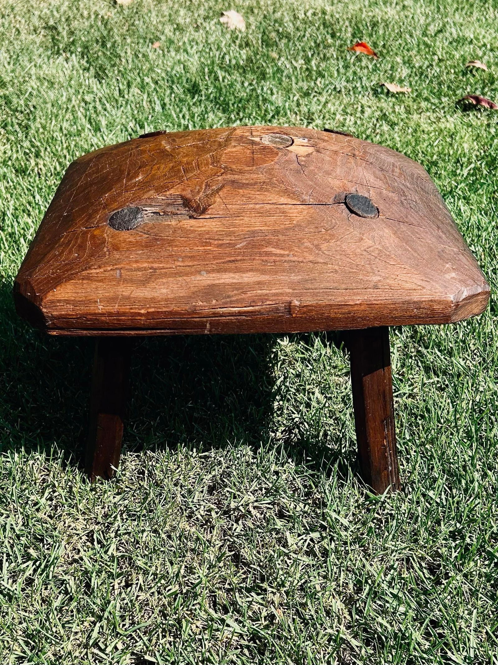 Primitive, Antique Stool, All Wood-Made, Rustic, Circa 1800's - 4